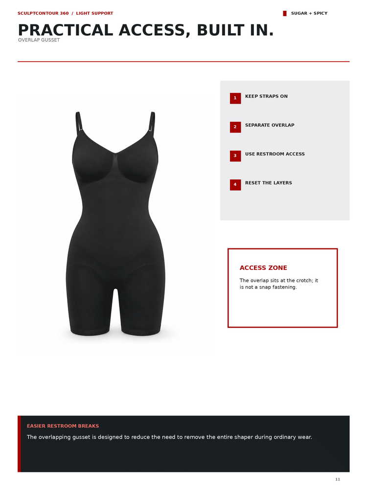 A black seamless shapewear bodysuit with built-in underwire cups and a short, fitted silhouette, shown on a white product information page with text callouts and feature boxes.