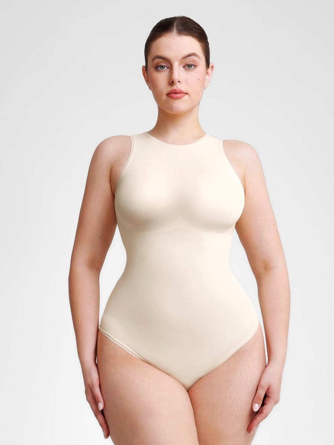 EcoSculpt Seamless Crew-Neck Tummy-Control Thong Bodysuit