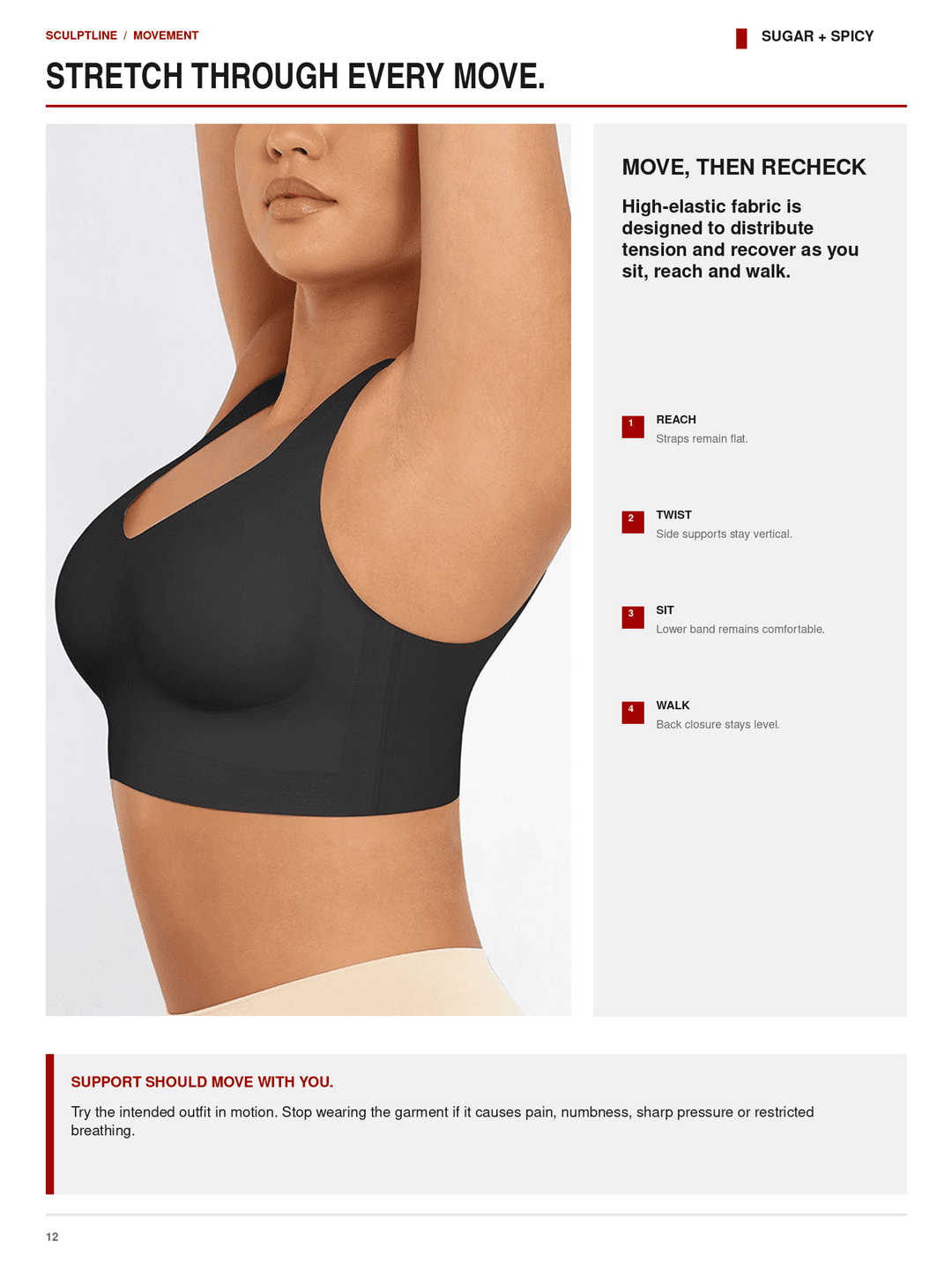 SculptLine Seamless V-Neck Mid-Support Longline Bra