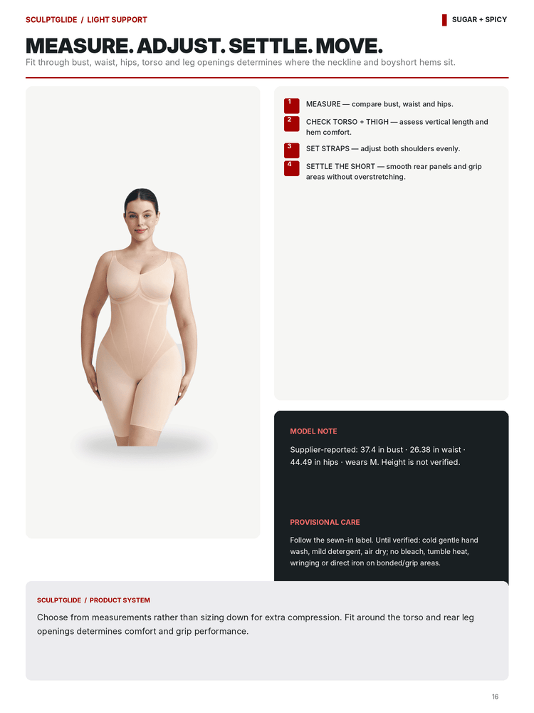 Instructional sizing and fit guide for a footbed product, titled 'MEASURE. ADJUST.
