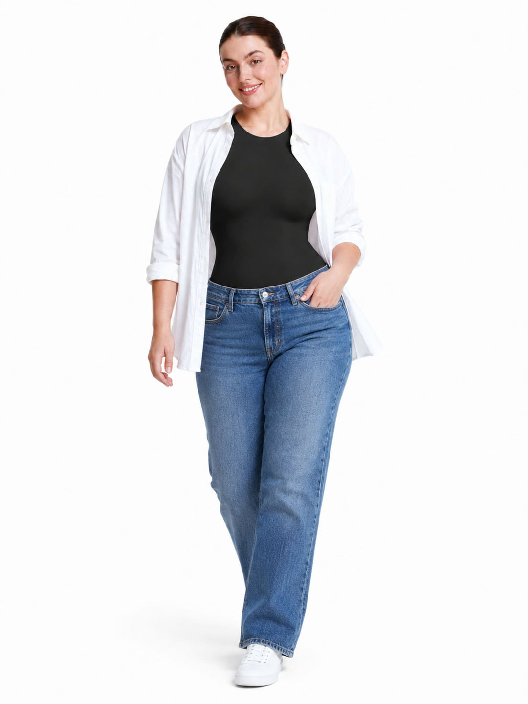 EcoSculpt Seamless Crew-Neck Tummy-Control Thong Bodysuit