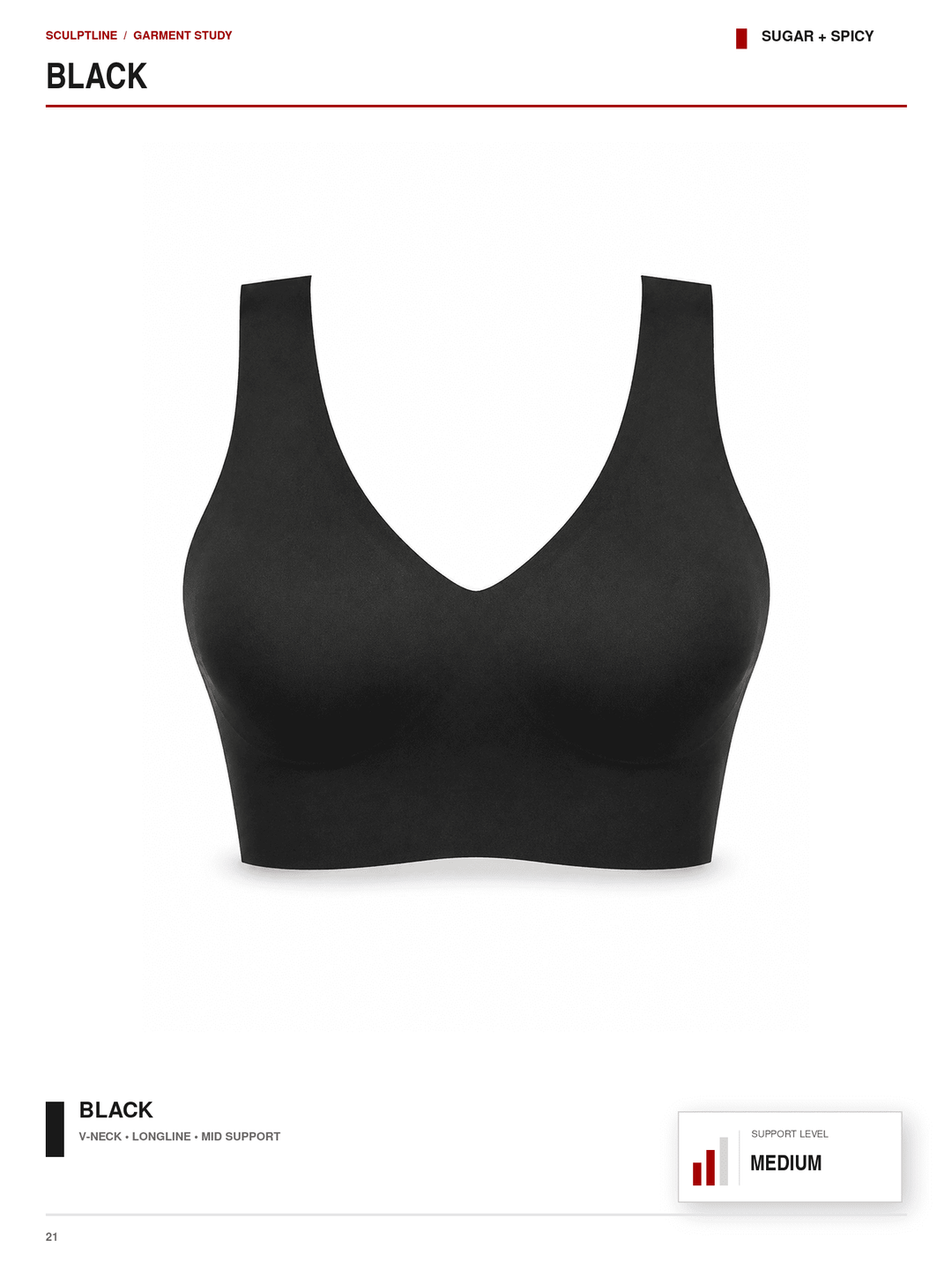 SculptLine Seamless V-Neck Mid-Support Longline Bra