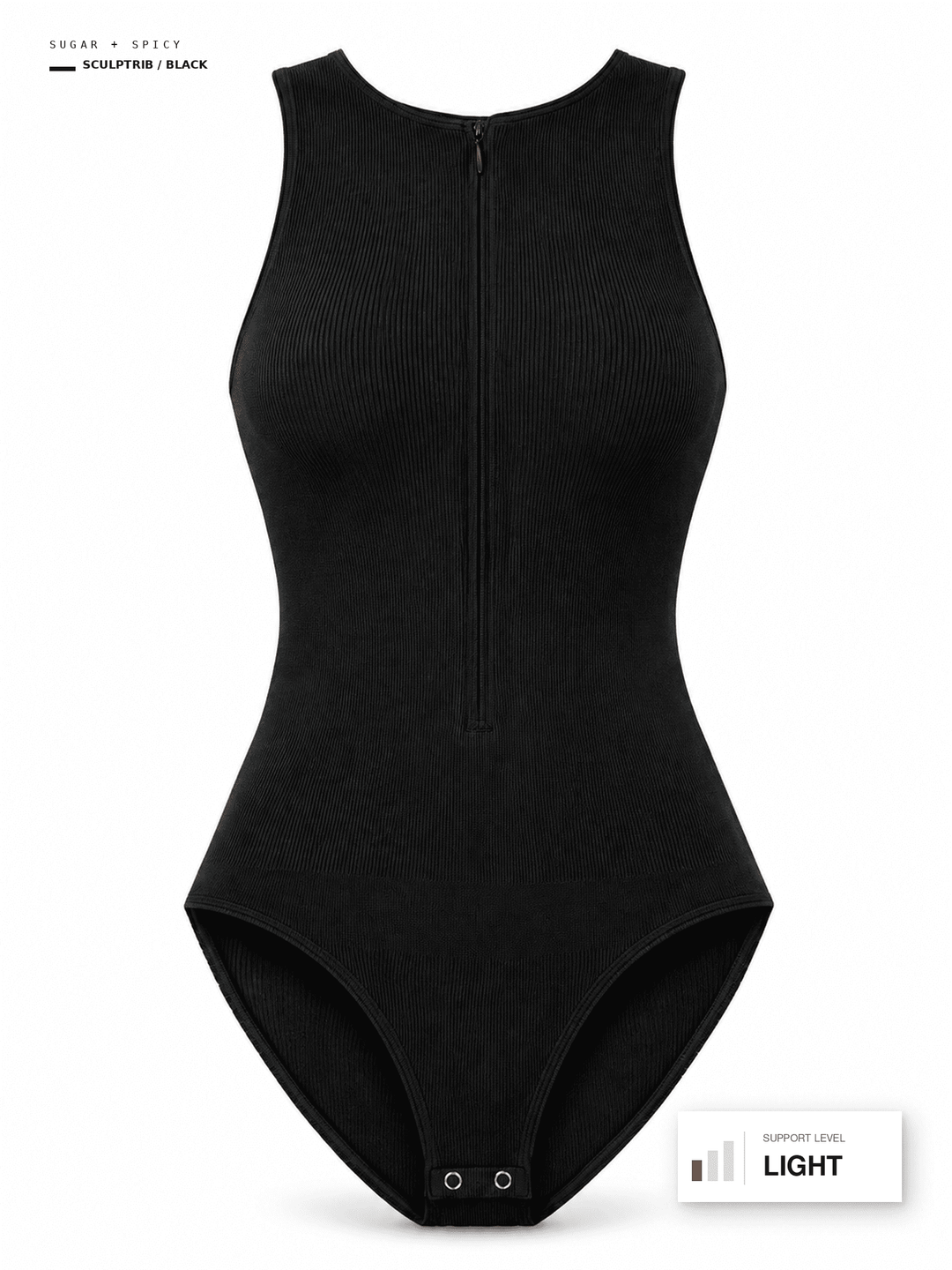 SculptRib Seamless Ribbed Zip-Front Brief Bodysuit
