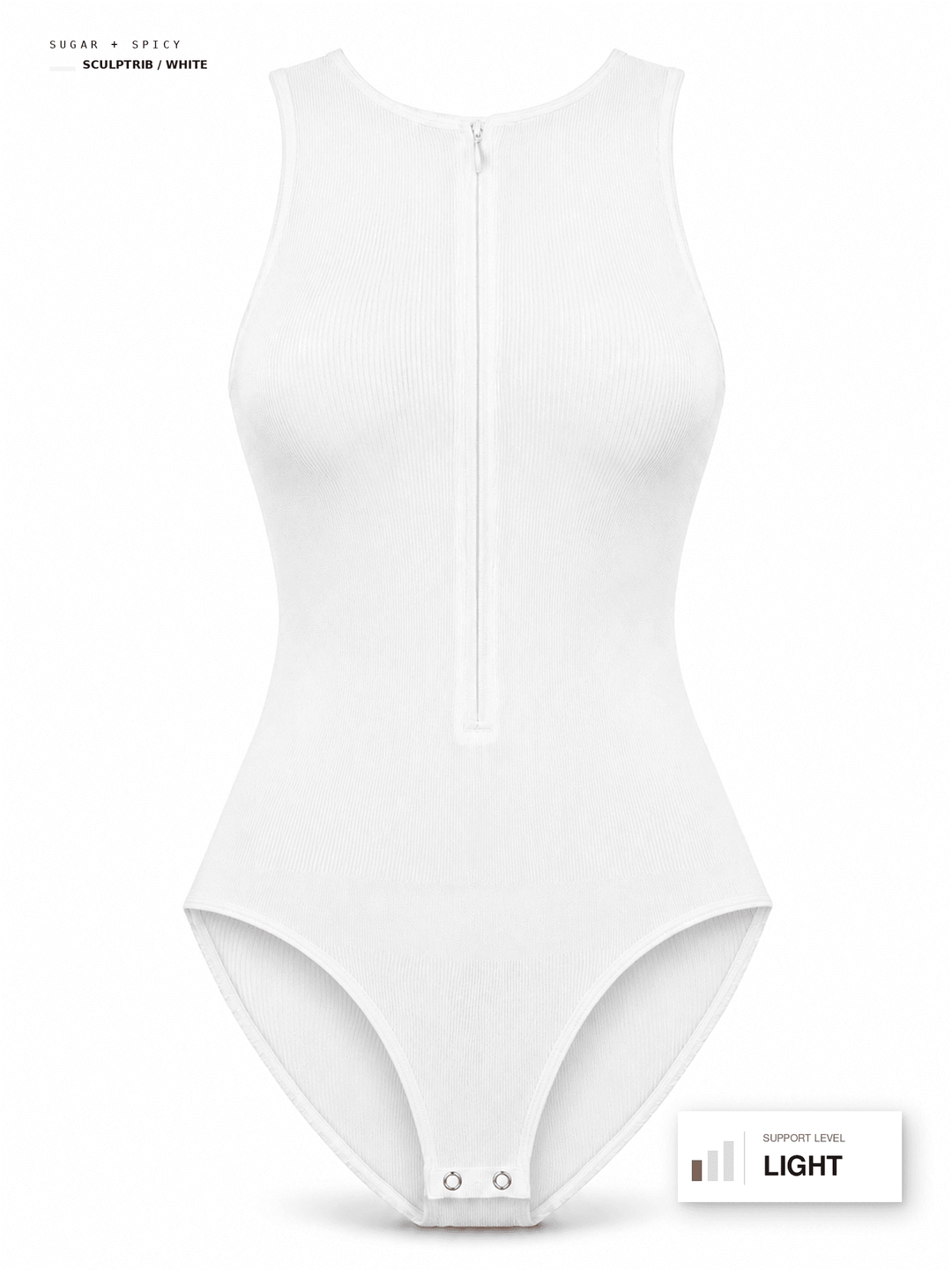 SculptRib Seamless Ribbed Zip-Front Brief Bodysuit