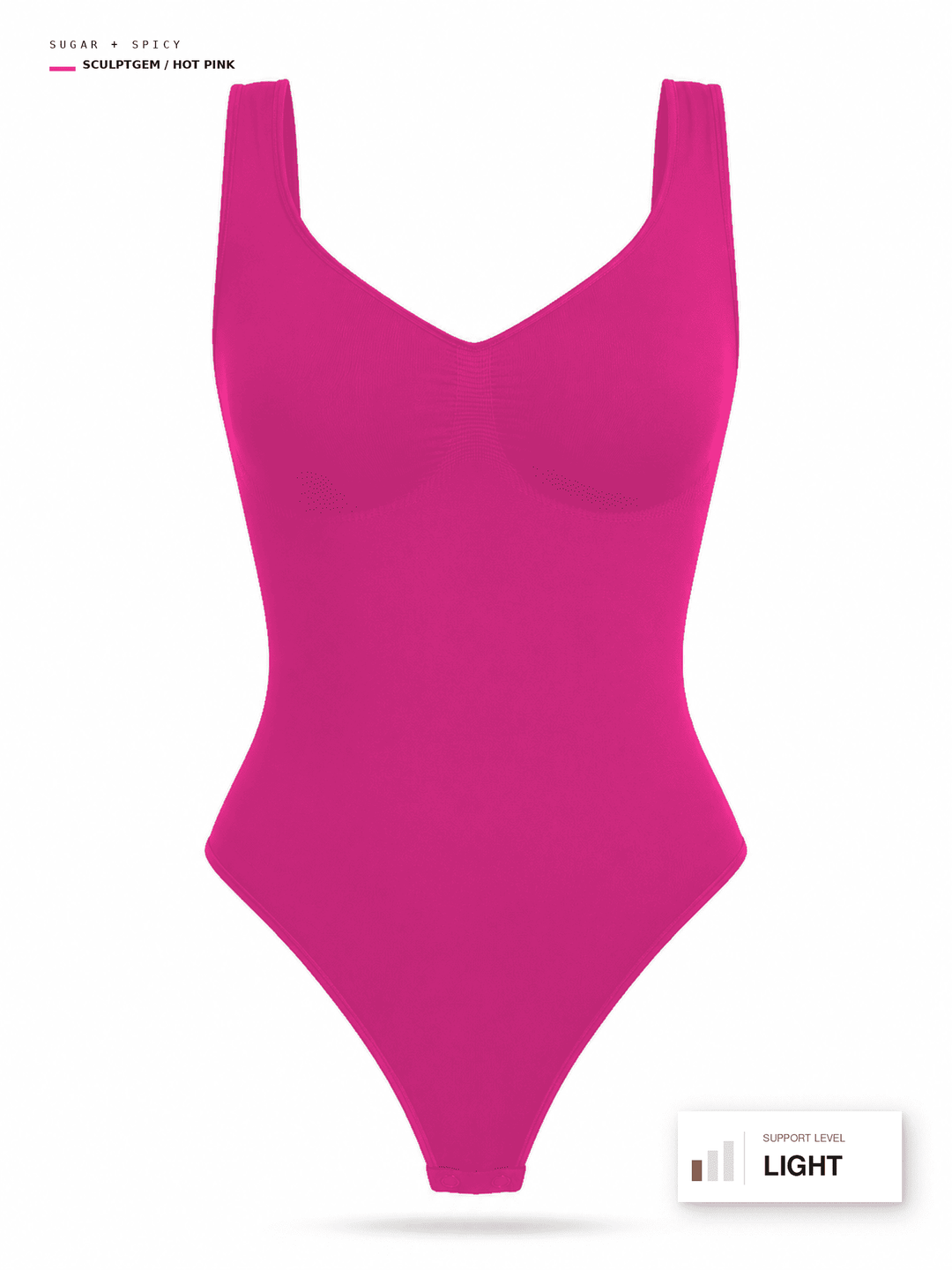 SculptGem Seamless Diamond-Neck Bust-Support Thong Bodysuit