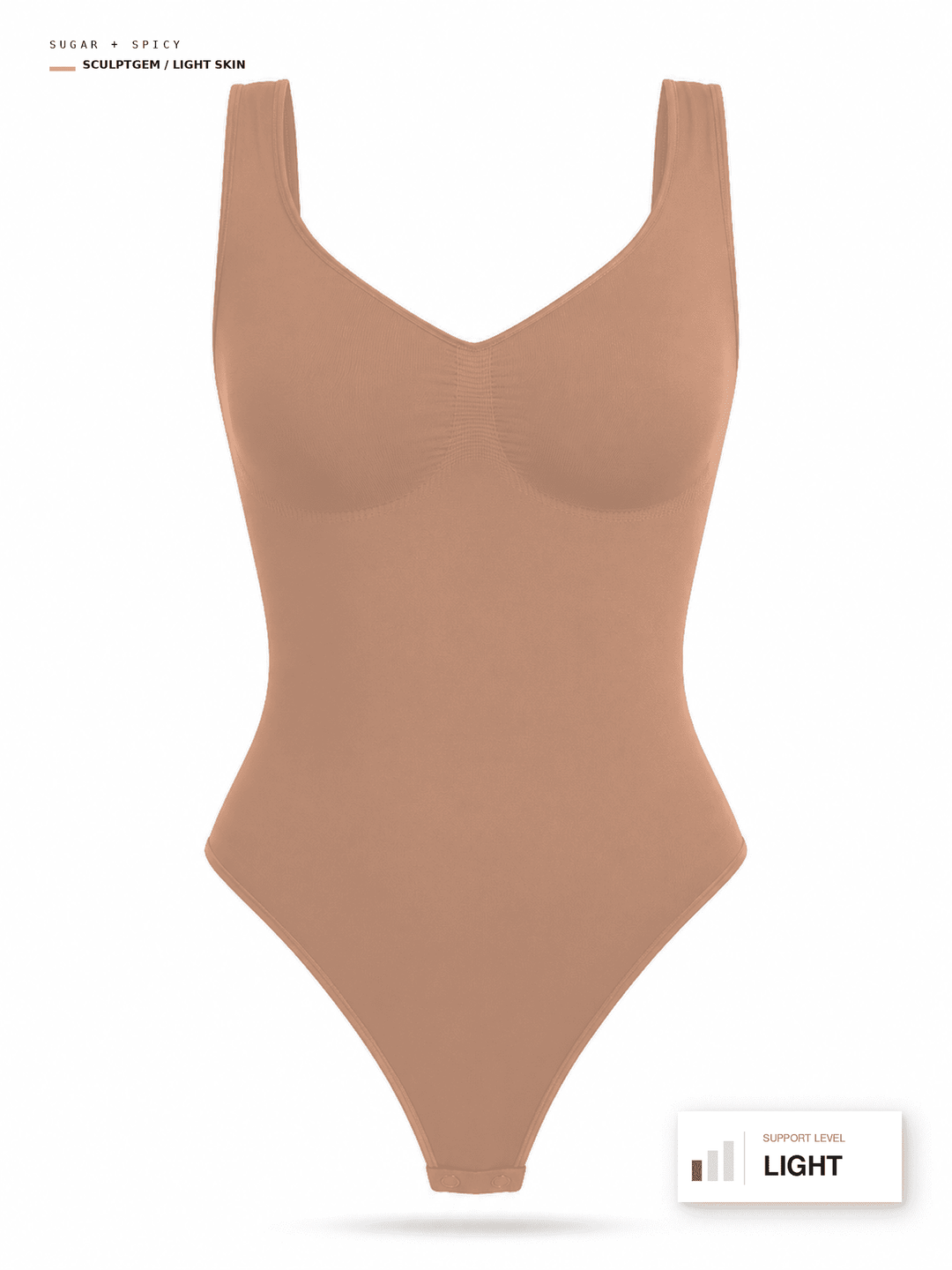 SculptGem Seamless Diamond-Neck Bust-Support Thong Bodysuit