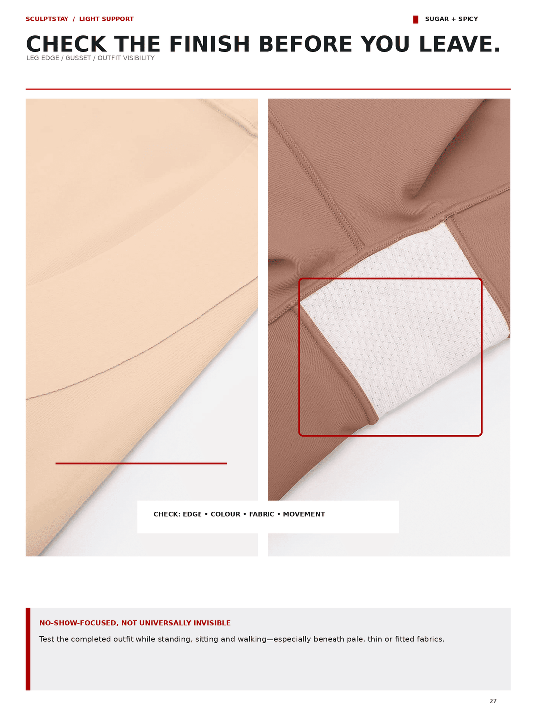A catalog page showing two close-up views of a garment&
