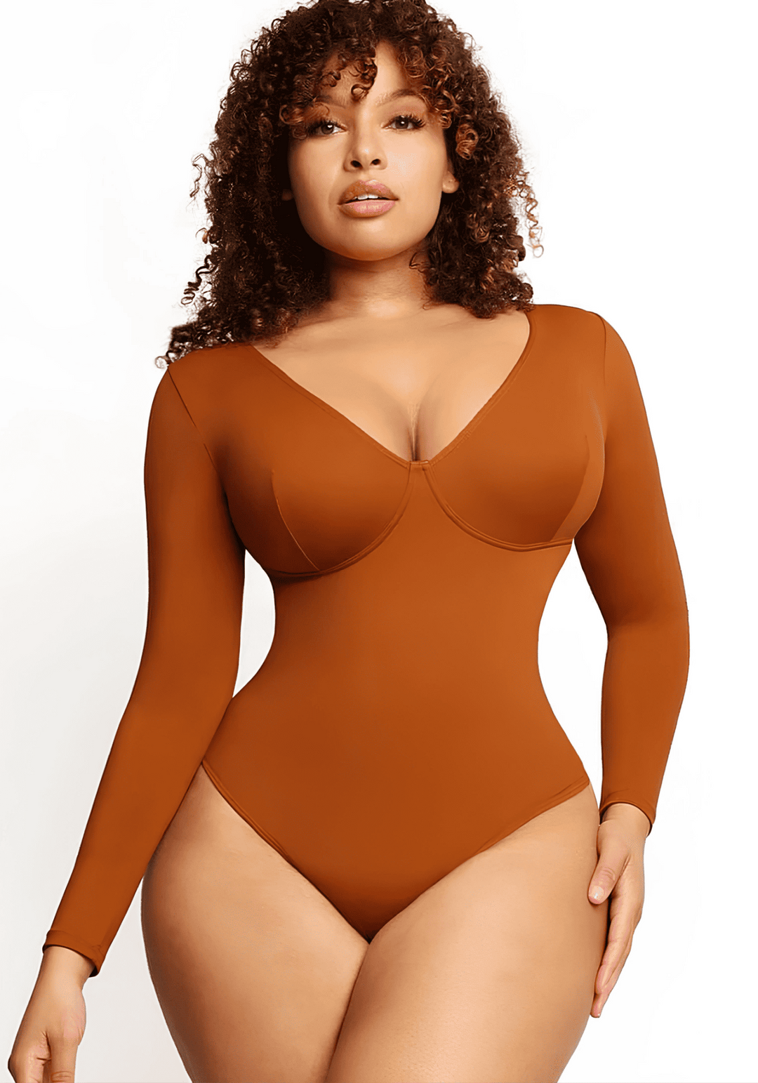 Sculpting V-Neck Long Sleeve Bodysuit