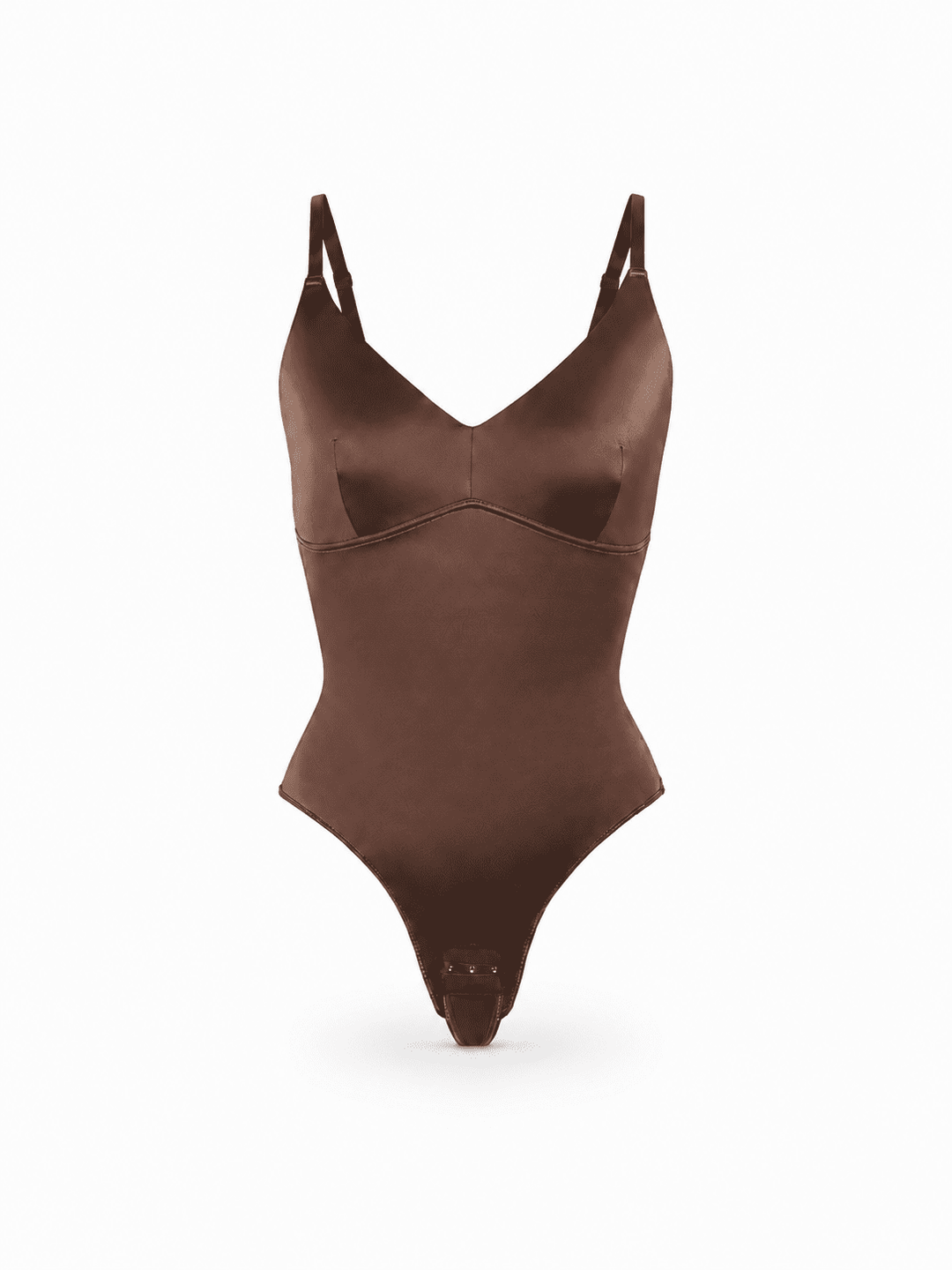 SatinSculpt Deep-V Thong Bodysuit