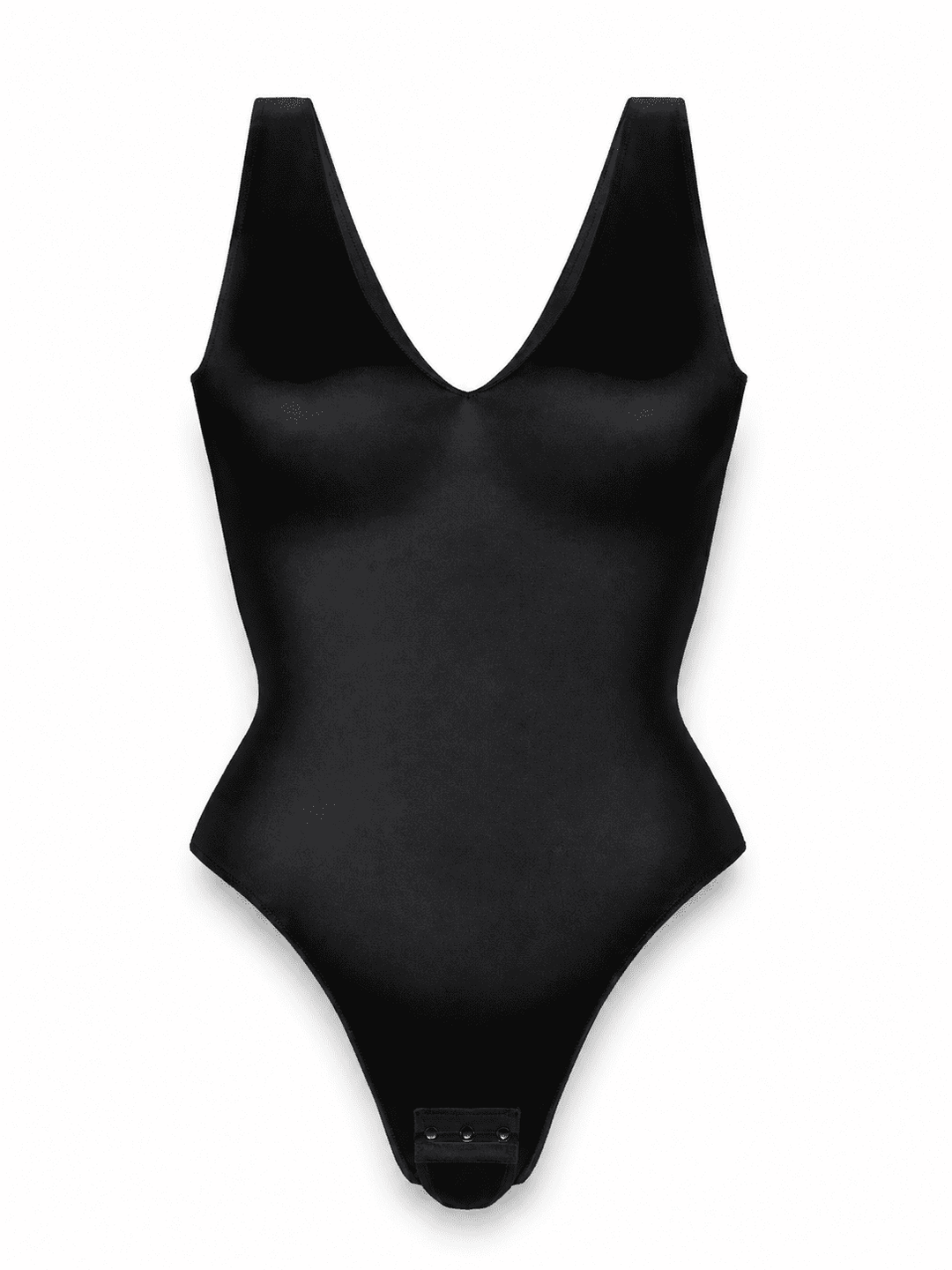 SculptLustre Deep-V Satin Shapewear Thong Bodysuit