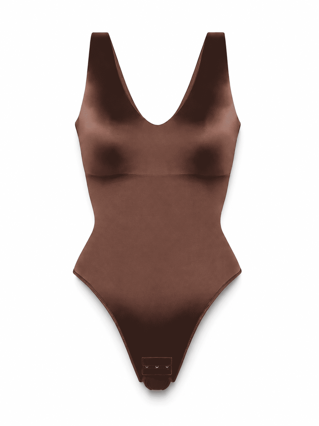 SculptLustre Deep-V Satin Shapewear Thong Bodysuit