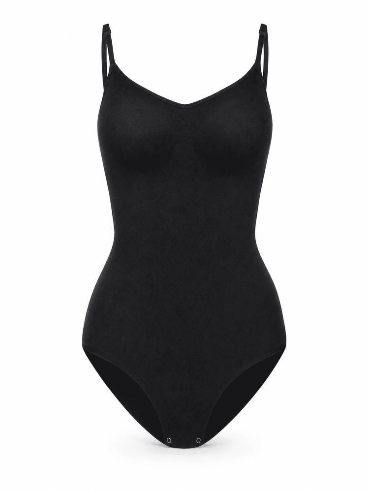 Bare Sculpt Seamless Thong Bodysuit in black, designed for light support and a smooth silhouette.