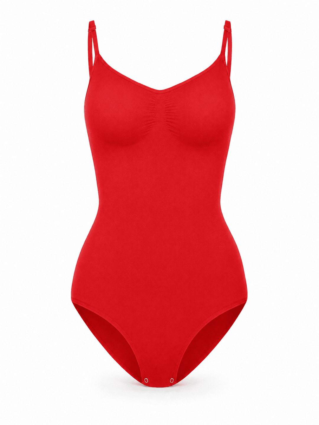 Bare Sculpt Seamless Thong Bodysuit in red, a light-support seamless thong bodysuit designed for a smooth silhouette.