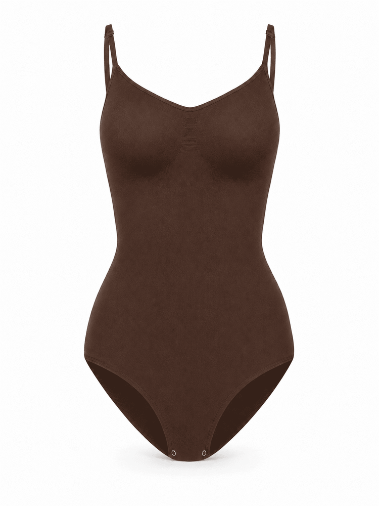 Bare Sculpt Seamless Thong Bodysuit in brown, designed for light support and a smooth silhouette.