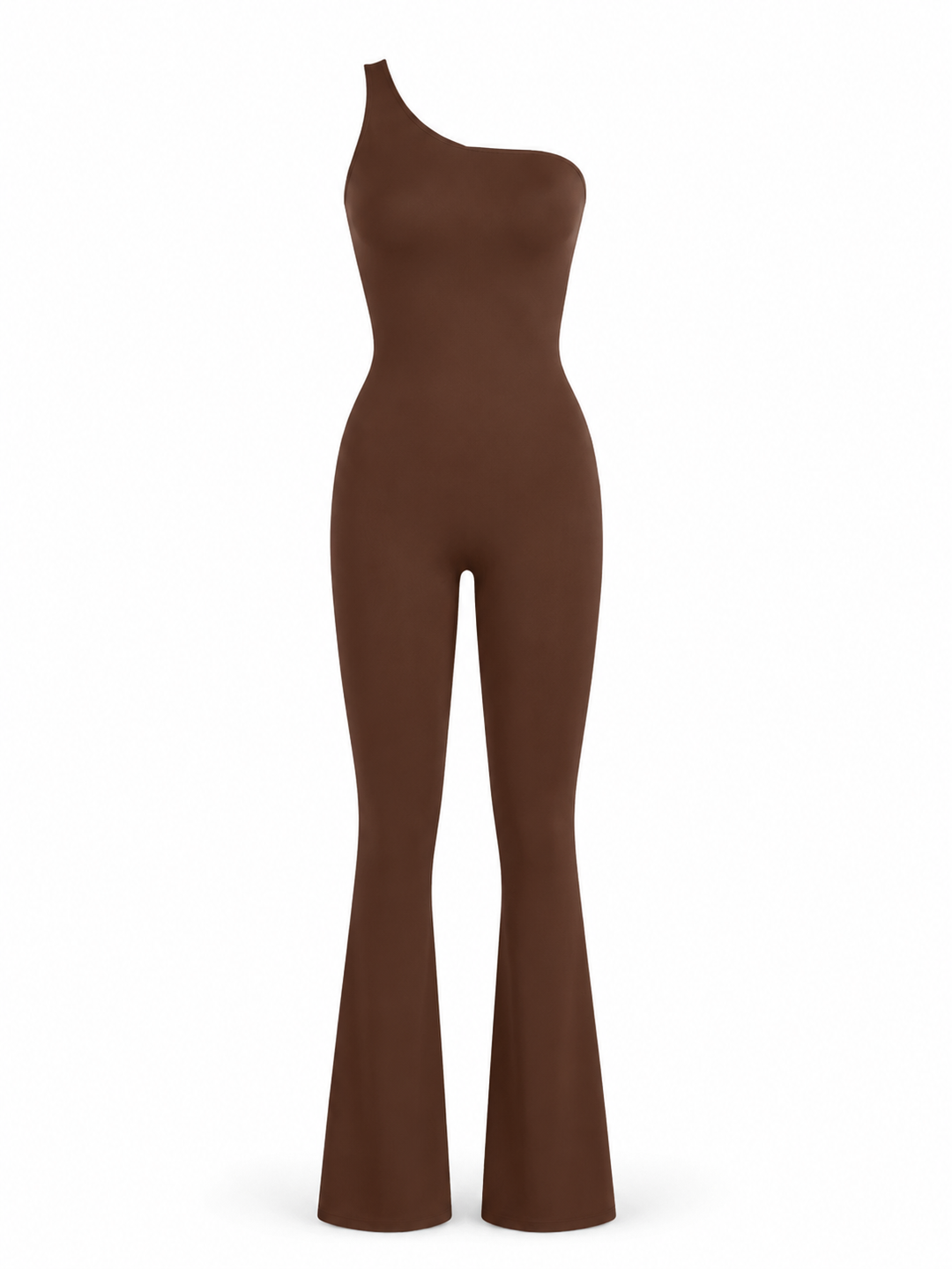 Sculpted Muse One-Shoulder Flared Jumpsuit