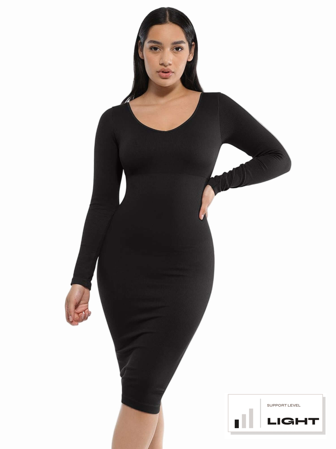V-Neck Long-Sleeve Shapewear Dress