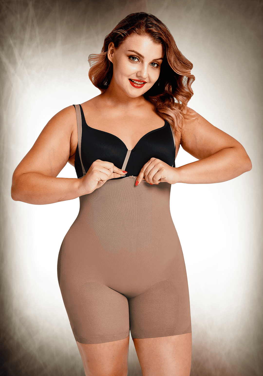 High-waisted Sculpt Bodysuit w/ Bra Clips Tight Fit