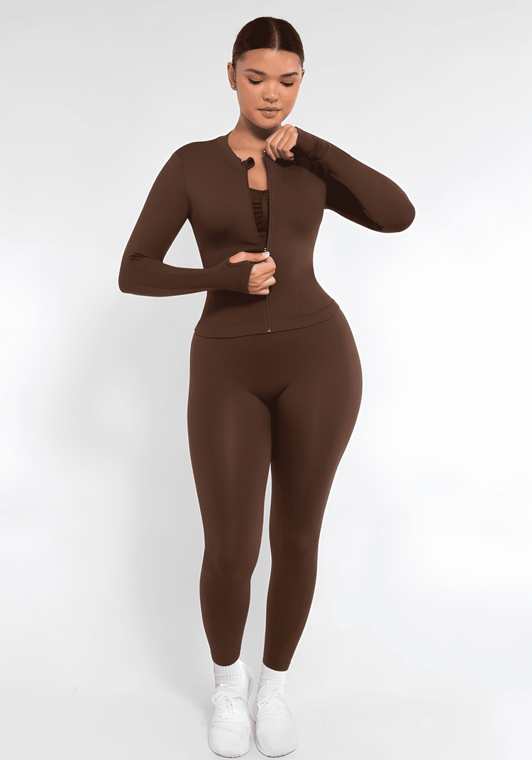 Body shaping leggings with seamless high-elastic fit, tight waistband, and curve-enhancing silhouette for a slim elongated leg shape