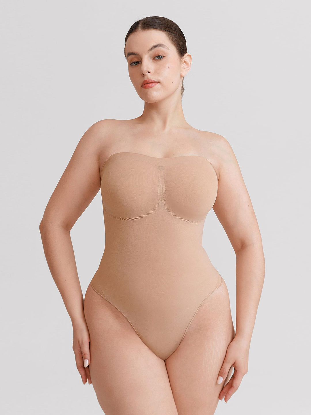 SculptBare Seamless Strapless Tummy-Control Thong Bodysuit