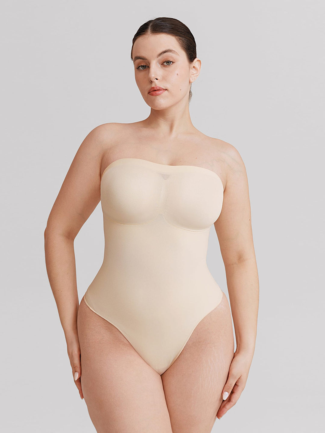SculptBare Seamless Strapless Tummy-Control Thong Bodysuit