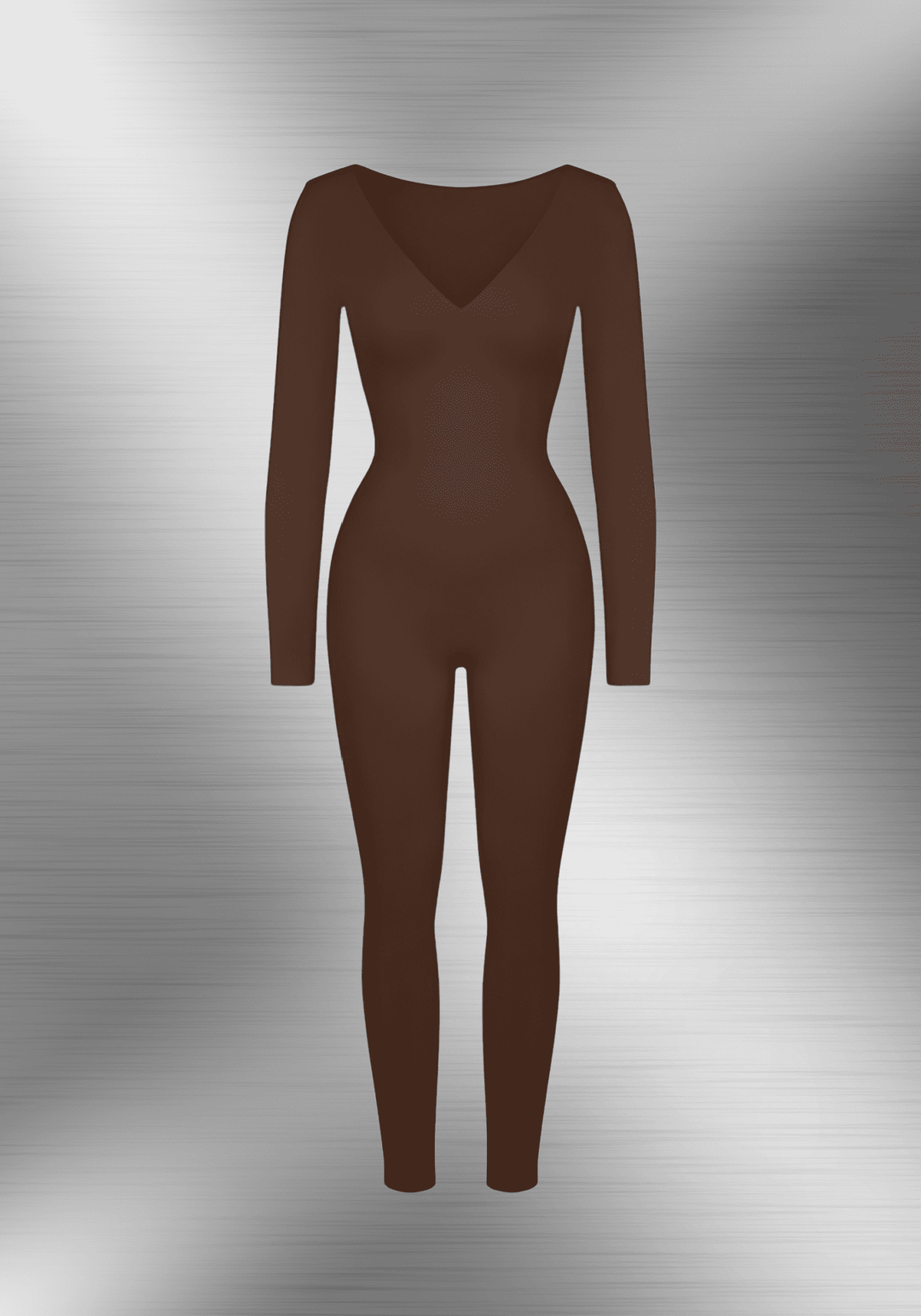 deep v tummy control catsuit with long sleeves, deep V-neck shapewear for a smooth sculpted silhouette