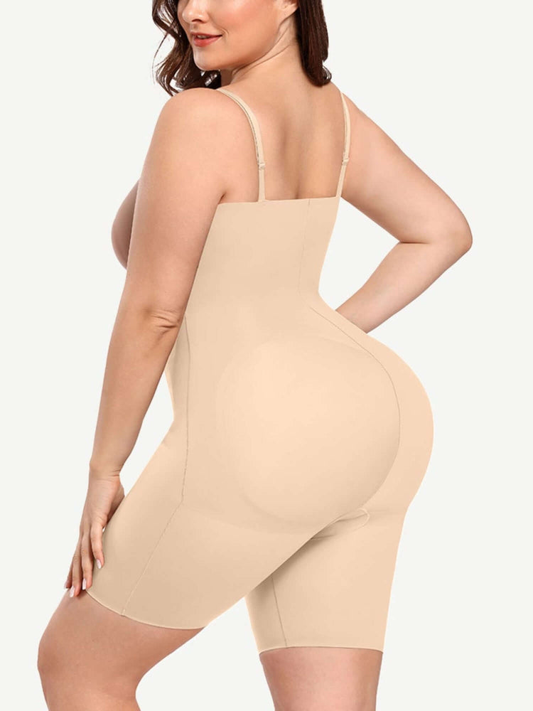 Firm body shaper full-body compression bodysuit with diamond neckline for smooth support under dresses and everyday outfits