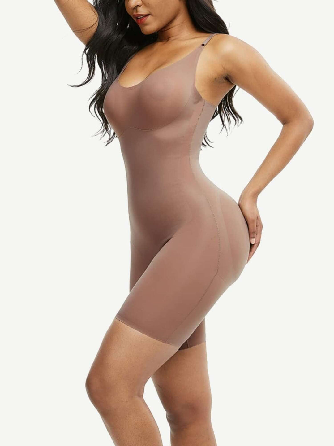 firm body shaper full-body compression bodysuit with diamond neckline for supportive, sleek everyday wear