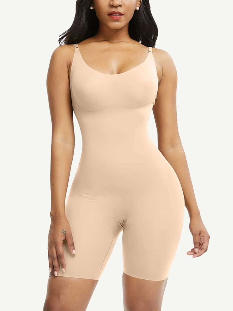 firm body shaper full-body compression bodysuit with diamond neckline for smooth support under outfits