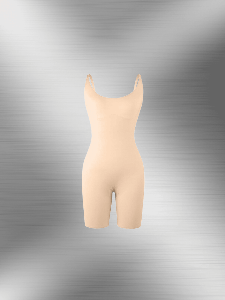 firm body shaper full-body compression bodysuit with diamond neckline for a smooth, supportive fit under outfits