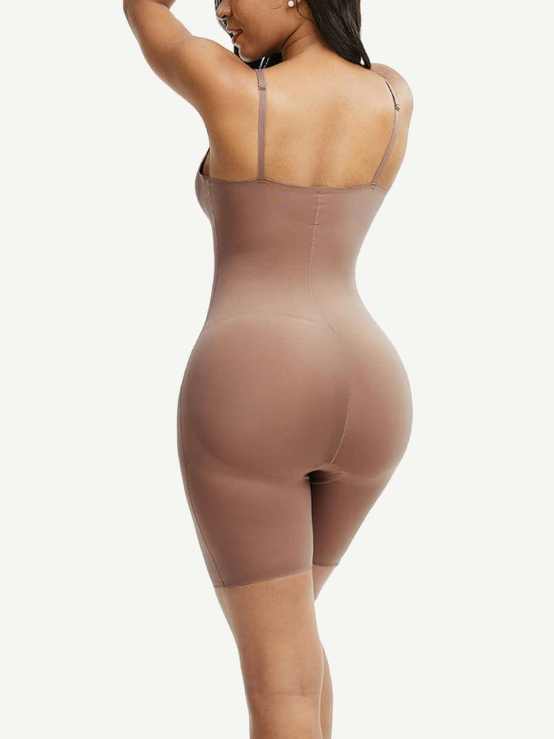 firm body shaper full-body compression bodysuit with diamond neckline and supportive sleek fit for everyday wear