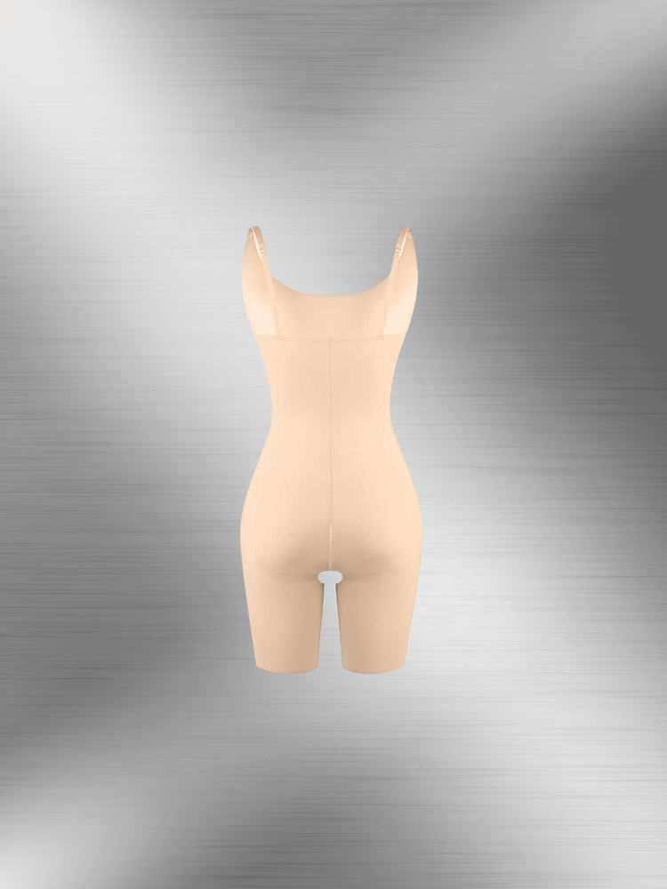 firm body shaper full-body compression bodysuit with diamond neckline for smooth support under outfits