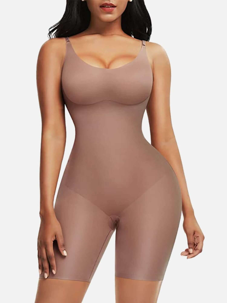 firm body shaper full-body compression bodysuit with diamond neckline for smooth, supportive everyday shaping
