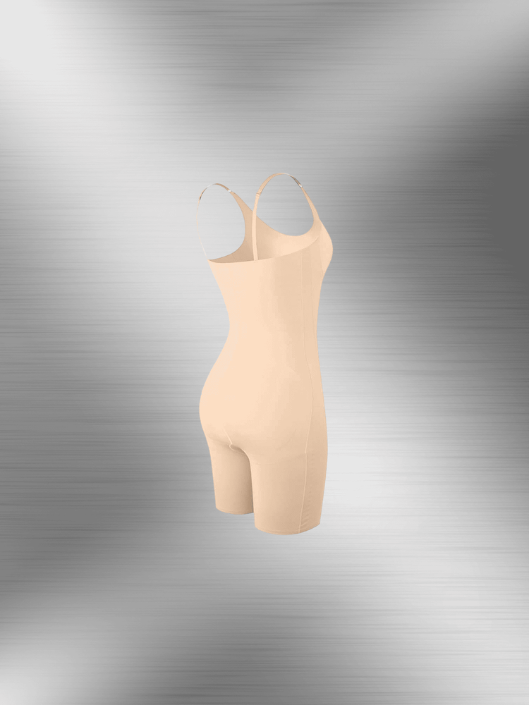 firm body shaper full-body compression bodysuit with diamond neckline and supportive sleek fit