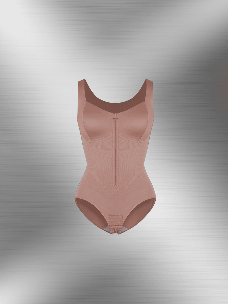 full body compression shapewear with diamond neckline and tummy control, luxurious slimming bodysuit for curves