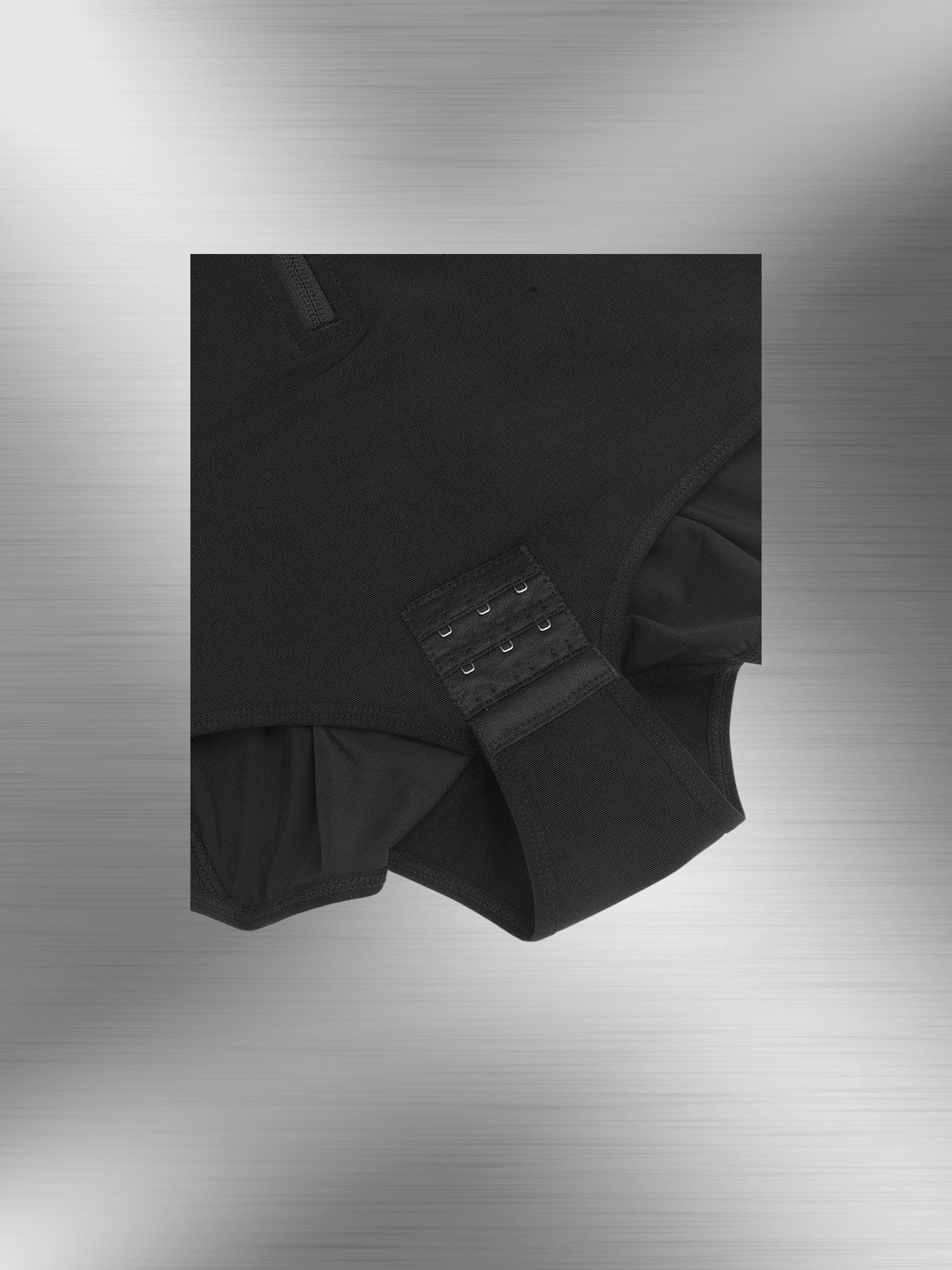 Black full body compression shapewear with triple-layer abdominal control and crotch button design for a slimming silhouette