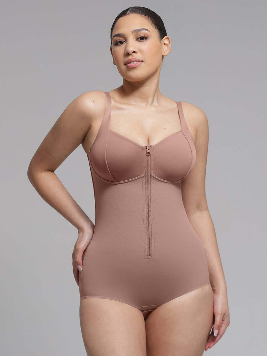Full body compression shapewear with diamond neckline and tummy control for a sleek, comfortable silhouette
