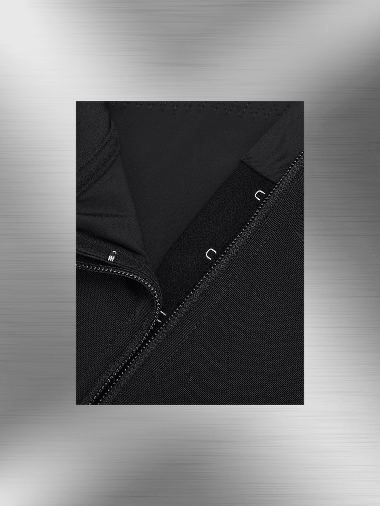 full body compression shapewear with black zipper detail and secure closure for a sleek slimming fit
