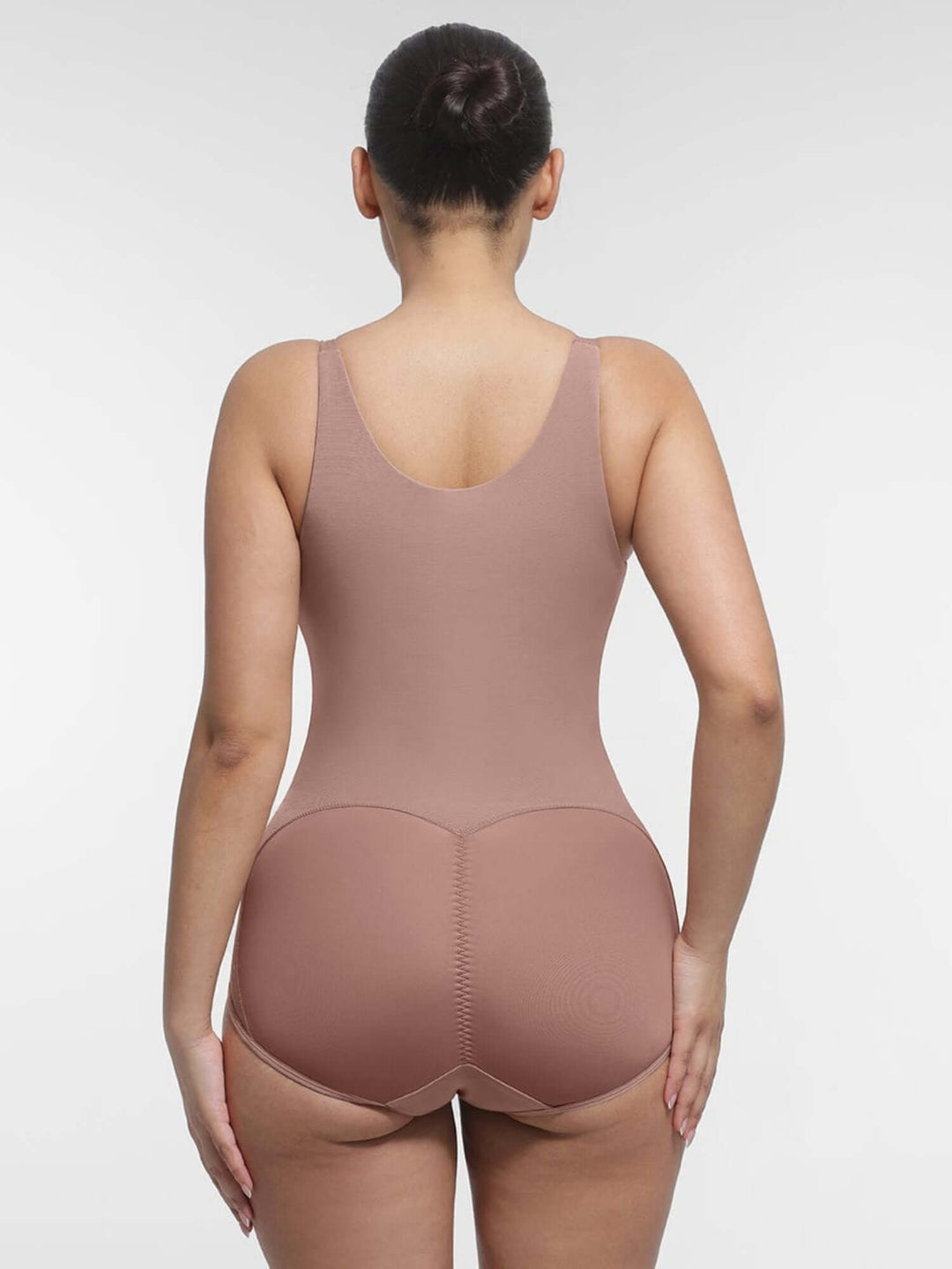 full body compression shapewear with back view, triple-layer tummy control and curve-enhancing comfort