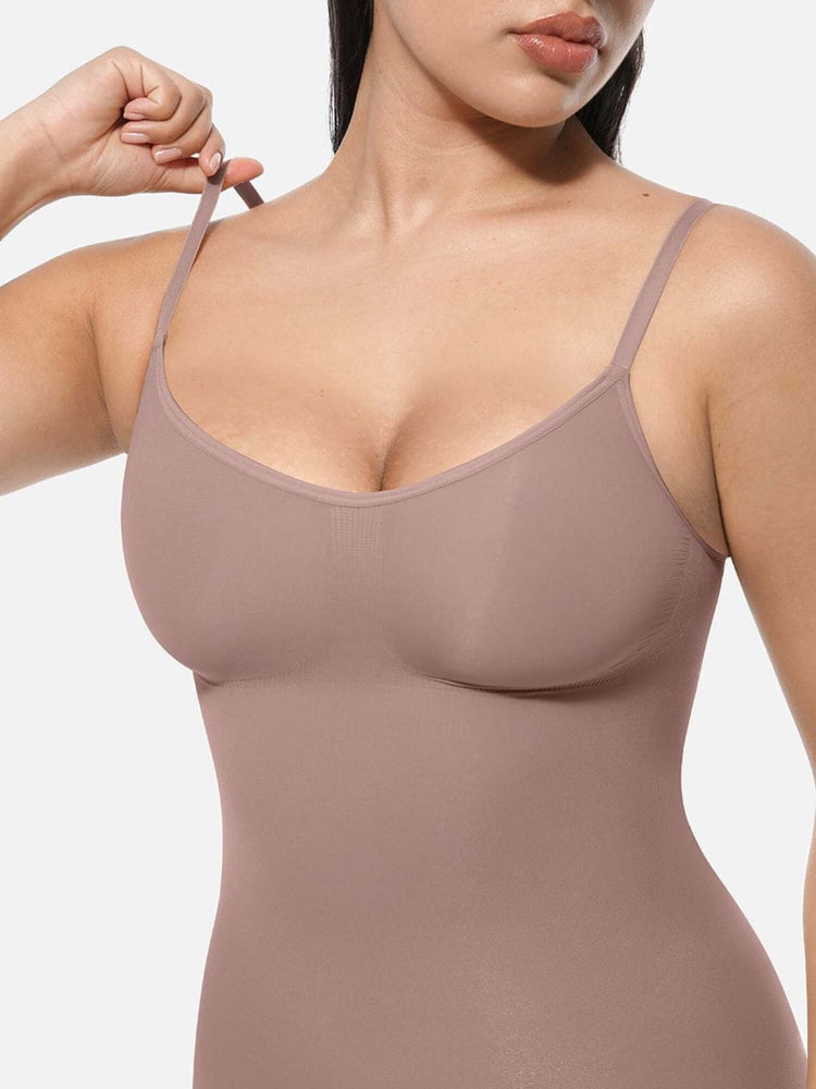 full body shaper bodysuit for waist, tummy and leg control with lift-enhancing pockets and smooth sculpted fit