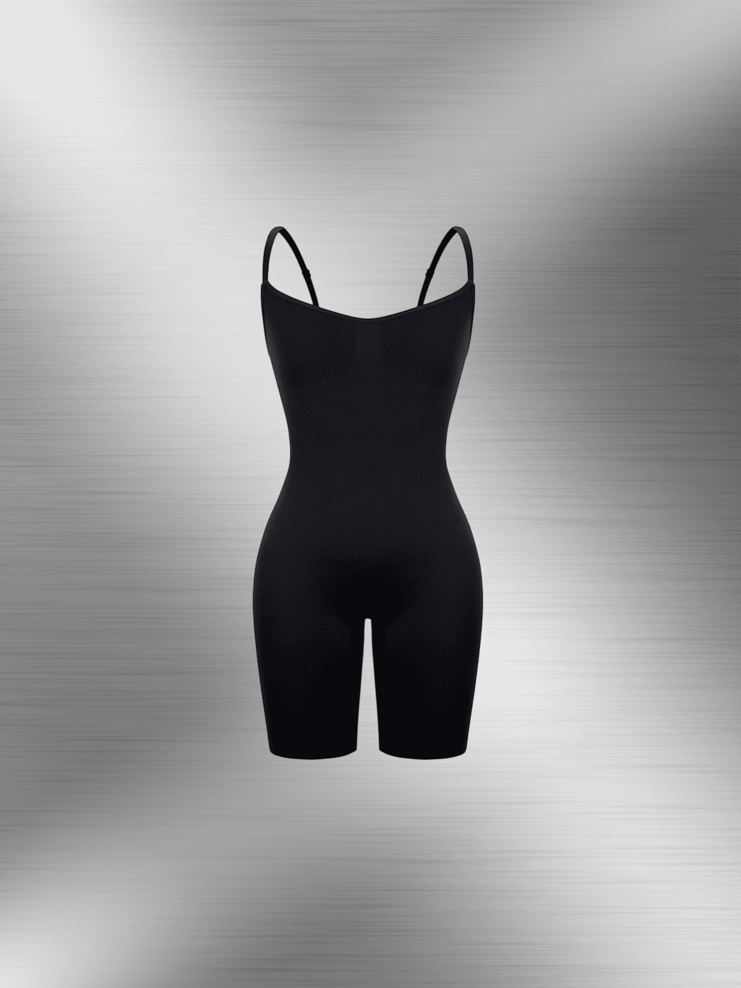 full body shaper bodysuit black mid-thigh compression shapewear with waist and tummy control
