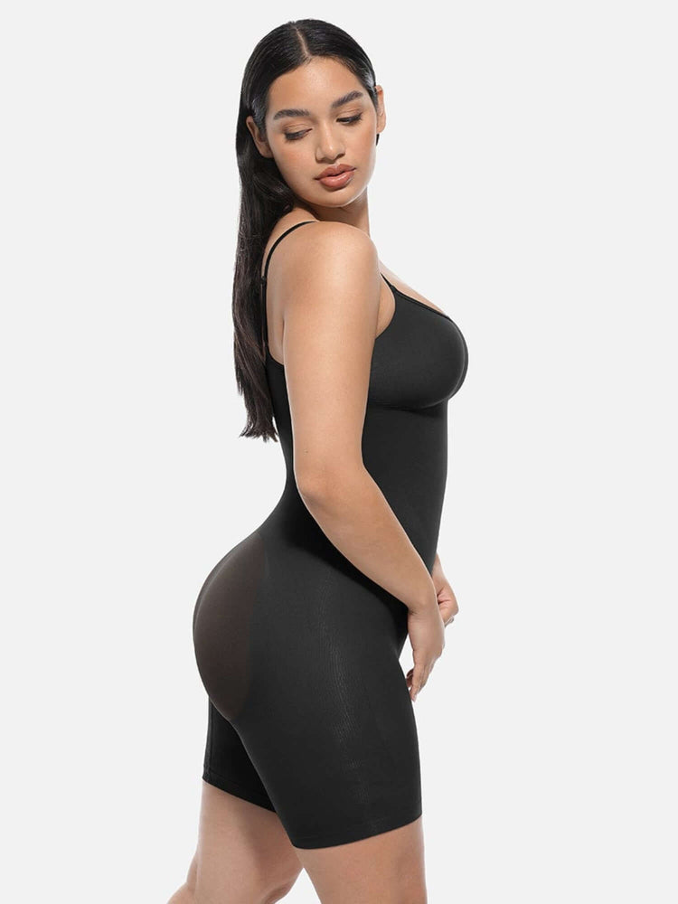 full body shaper bodysuit mid-thigh sculpting shaper with light compression and butt-lifting pockets, MT200277