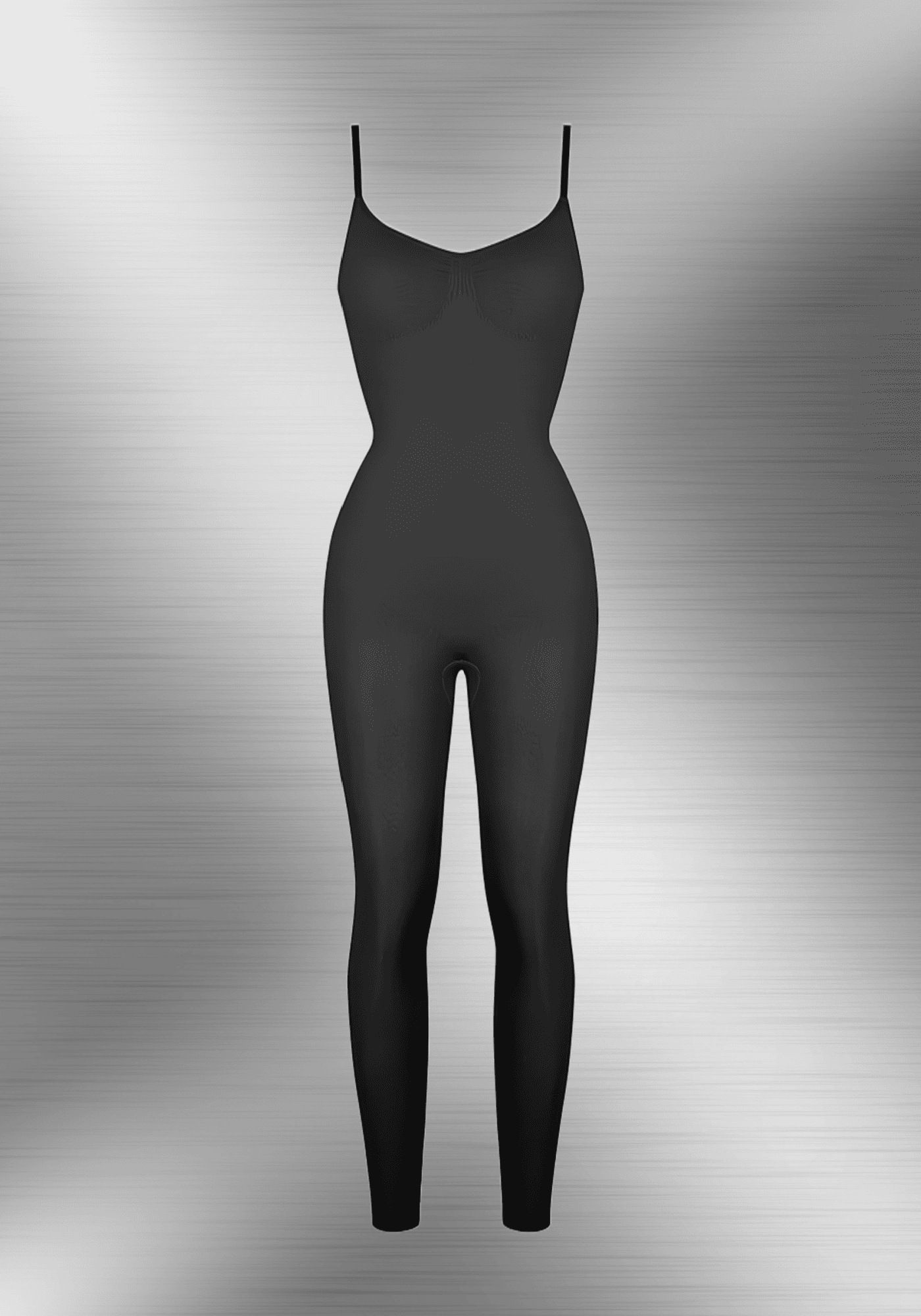 full-length body shaper catsuit black seamless shapewear with adjustable straps and bust support MT240061