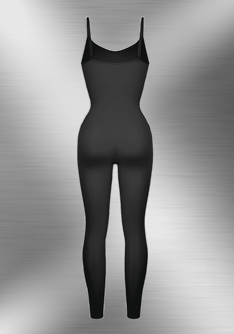 full-length body shaper catsuit black seamless slimming bodysuit with adjustable straps and 360-degree body control