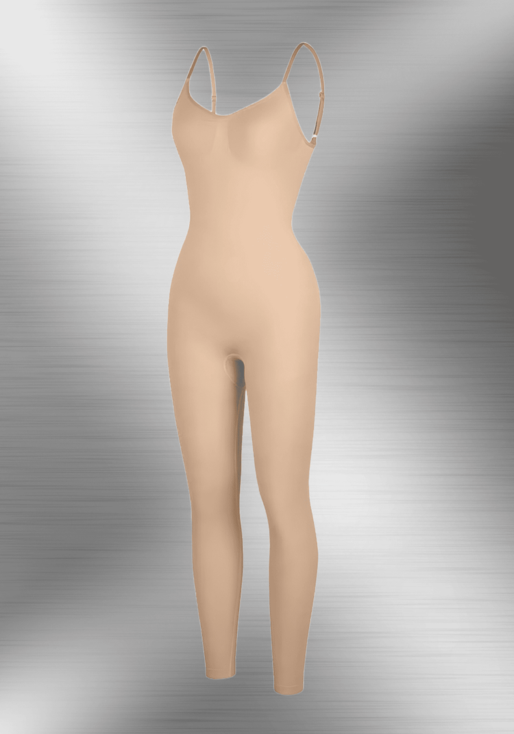 full-length body shaper catsuit seamless nude shapewear with adjustable straps and 360-degree body control for a smoother silhouette