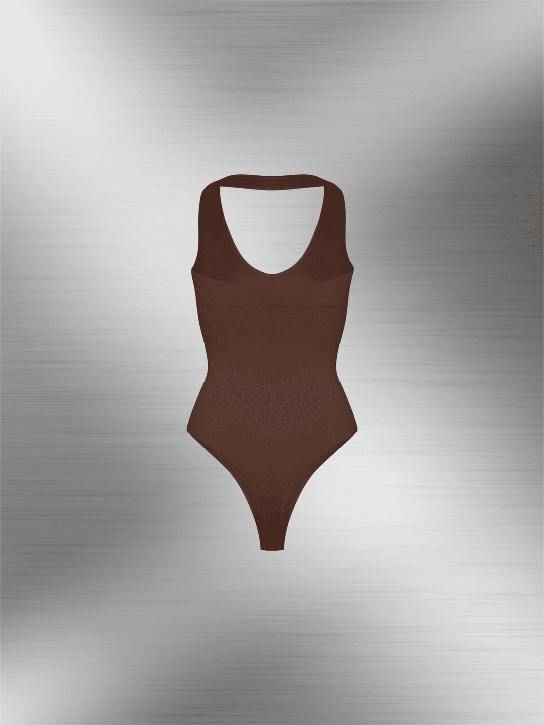 hanging neck shapewear bodysuit with deep V design, tummy control, and sleek backless fit