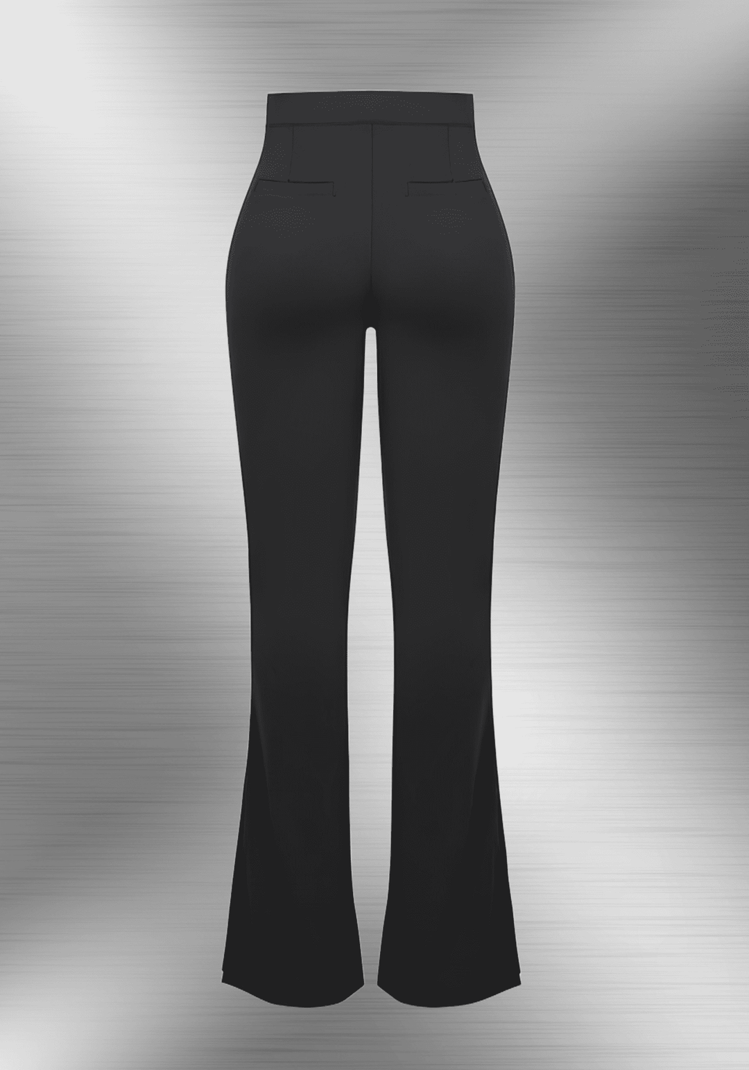 high-waist flare pants with body-contouring fit, elastic waistband, and flattering flared leg in black