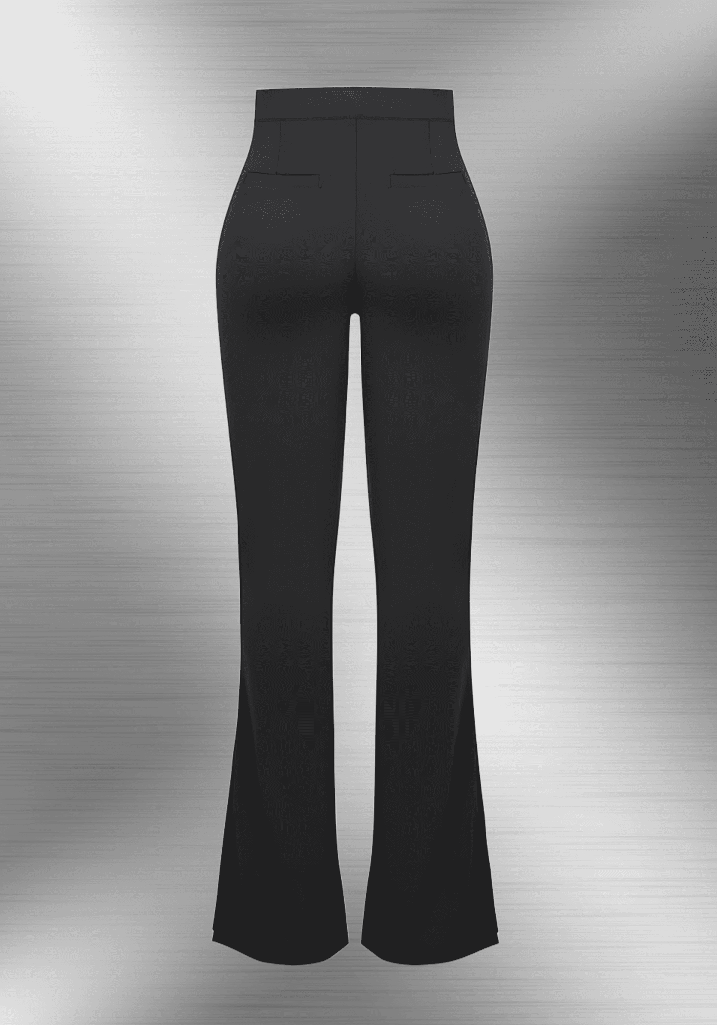 high-waist flare pants with body-contouring fit, elastic waistband, and flattering flared leg in black
