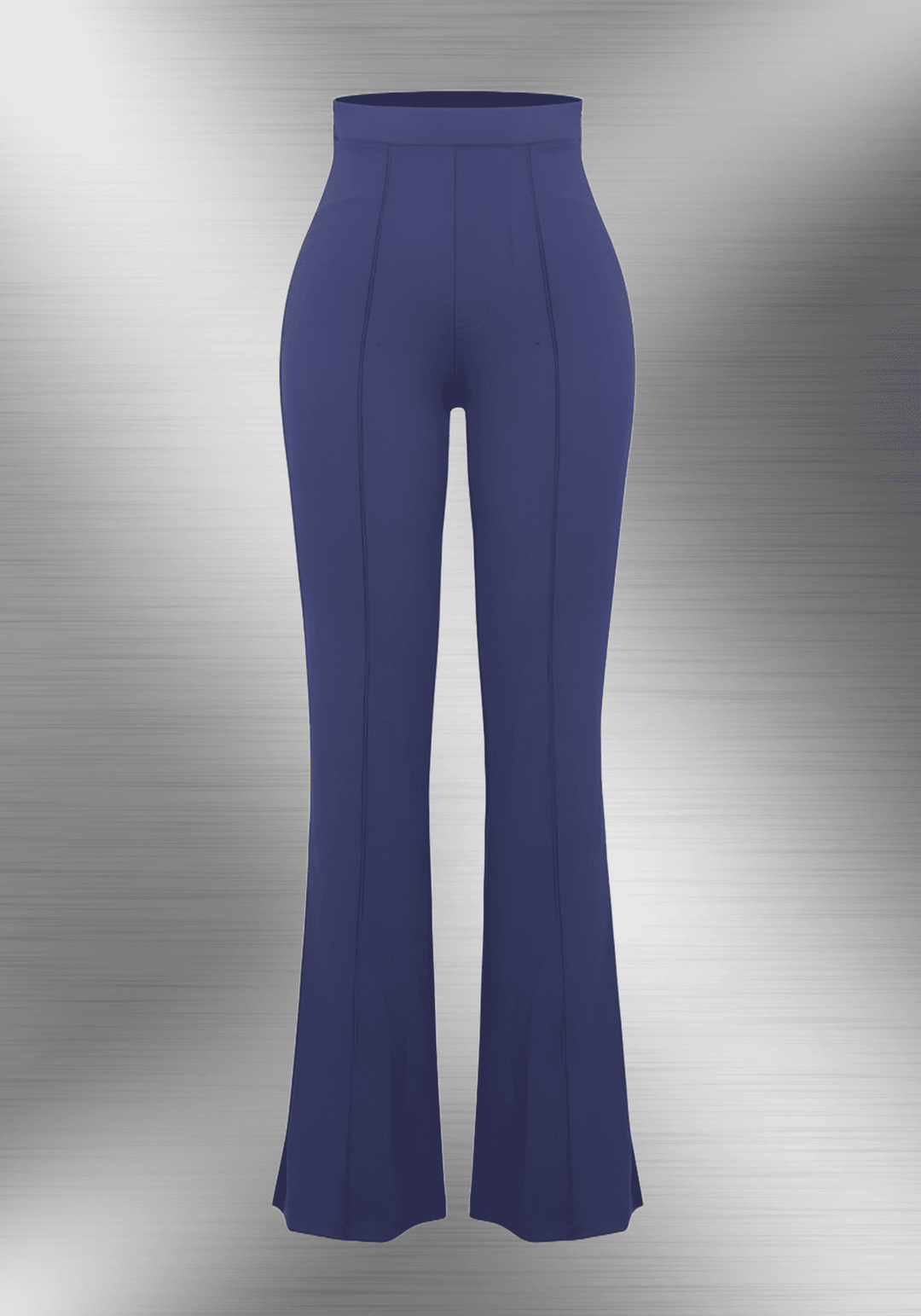 high-waist flare pants with body-contouring fit and flared leg in navy blue