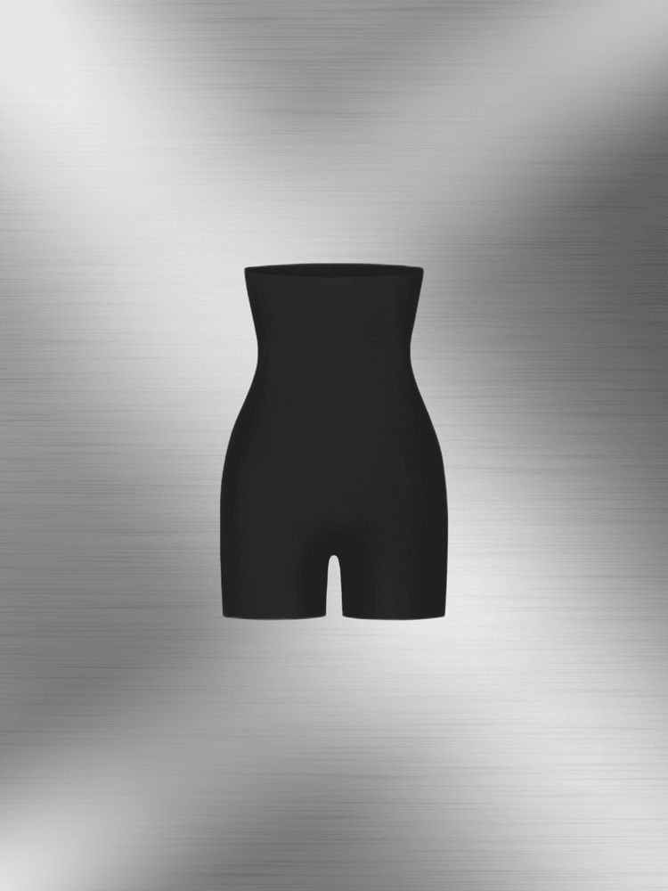 High waist butt lifter shaping shorts with smooth compressive fabric and removable butt pads for natural curve enhancement