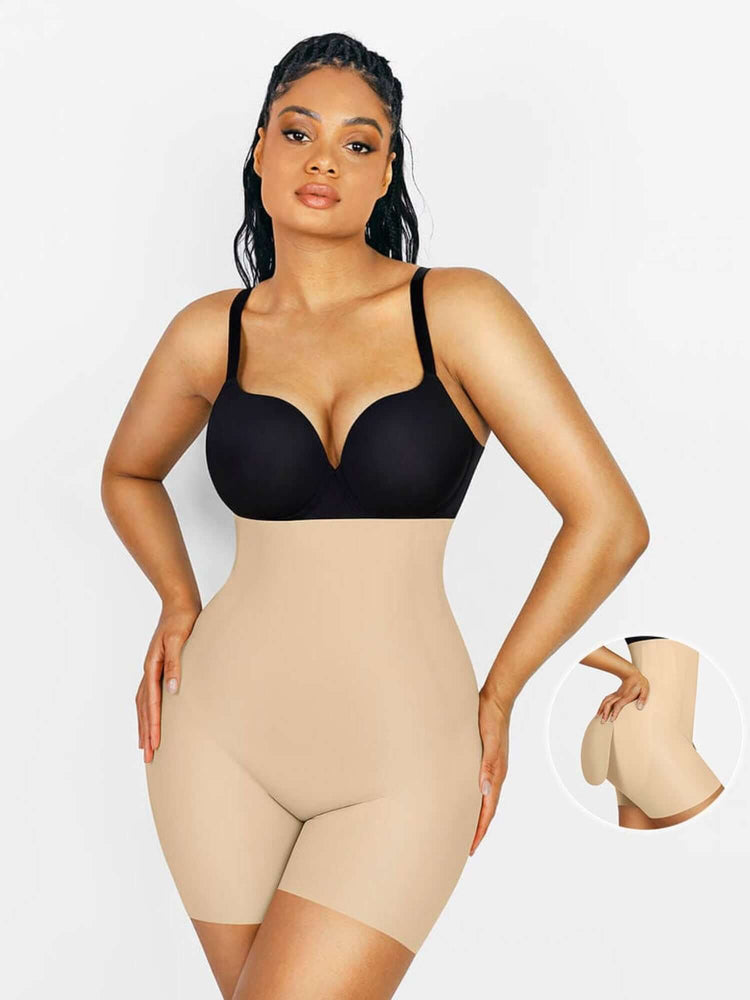 high waist butt lifter shapewear with removable butt pads for a natural lifting effect under tight-fitting clothes
